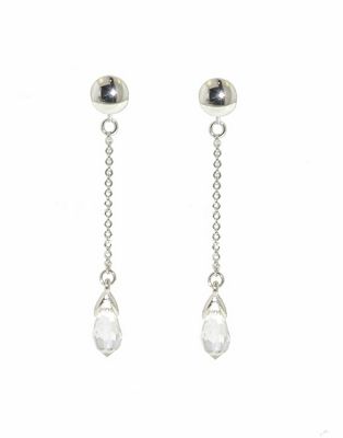 Rhodium Swarovski briolette drop clip earrings